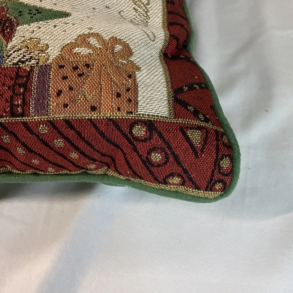 Laurel Burch Christmas Cat Tapestry Throw Pillow 18